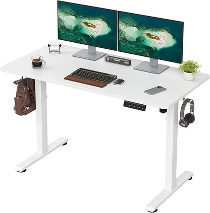 Casaphoria 47 x 24 inches Electric Standing Desk, Sit to Stand Desk with Memory Height Adjustment, Home Office Computer Desk for Writing and Games, White