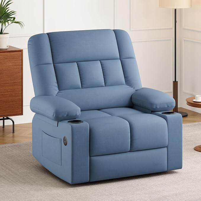 Soohow Oversized Power Lift Recliner Chair with Massage and Heat for Elderly Big and Tall, Large Fabric Recliner Wide Electric Recliner Chair with USB Ports, Cup Holders, Side Pockets