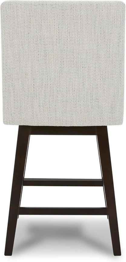 CHITA Counter Height Swivel Bar Stools Set of 3, FSC Certified Upholstered Fabric Barstool Chairs with Back, 26.8" H Seat Height, Fabric in Ivory