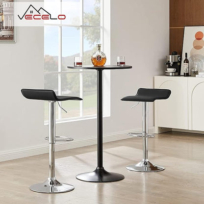 VECELO Bar Stools Set of 2, Swivel Bar Chairs, Adjustable Counter Bar Stools, Stools for Kitchen/Island/Bar/Dining Room/Party, Black