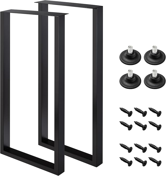 40 Inch Bar Table Legs for Desk, Dining Table with Adjustable Feet Pads,Home DIY Furniture Legs，Black Set of 2.