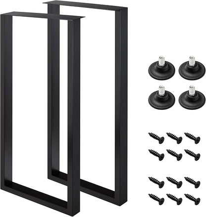 36 Inch Metal Bar Table Legs for Desk, Dining Table with Adjustable Feet Pads,Home DIY Furniture Legs，Black Set of 2(W18”*H36”).