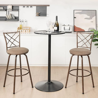 COSTWAY Bar Stools for Kitchen Island, 24/30 Inch Adjustable Seat Height Swivel Barstools, Plush Fabric Cushioned Seat & Cozy Backrest, Extra Leg Tubes for Height Adjustment, for Kitchen, Bar (4)