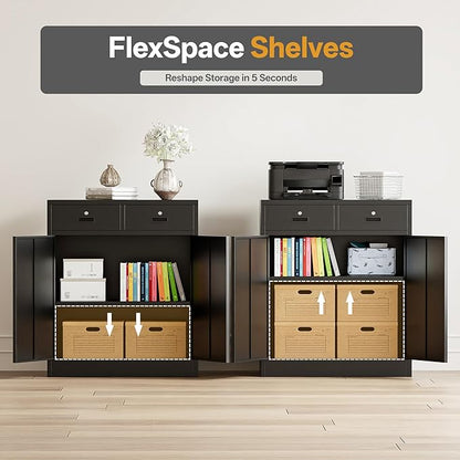 Storage Cabinet, 36 Inch Tall Metal Storage Cabinet with Doors and Shelves, Metal Cabinet with Drawers, Pantry Cabinets for Kitchen Storage, Garage Cabinet for Living, Dining Room.
