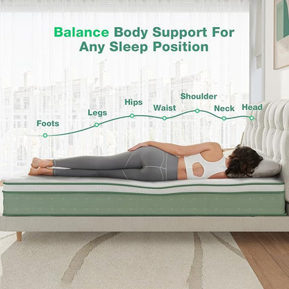 Novilla Full Mattress, 10 Inch Hybrid Mattress in a Box, High Resilience Foam with Pocket Springs for a Peaceful Sleep, Pillow Top Full Size Mattresses, Knitted Cover & Balanced Support