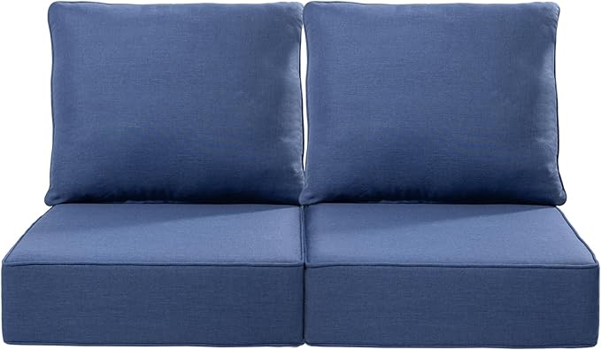 Luxury 24x24x6 Inch Outdoor Seat Cushions - Set of 2 Water Resistant Patio Chair Comfortable Cushion for Porch Set Rattan Dining Rocker Glider Loveseat Couch Sectional Sofa - Navy Blue