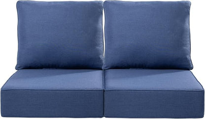 Luxury 24x24x6 Inch Outdoor Seat Cushions - Set of 2 Water Resistant Patio Chair Comfortable Cushion for Porch Set Rattan Dining Rocker Glider Loveseat Couch Sectional Sofa - Navy Blue