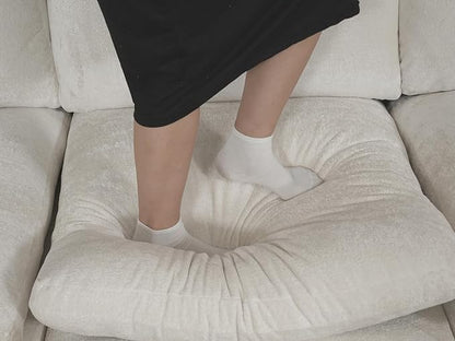 EASE MOOSE Oversized Boneless Cloud Couch for Living Room, Modular Sectional Sofa L-Shape, Cloud Sofa Set with Fluffy Foam, 4-Seat Deep Comfy Sofa with Ottoman for Bedroom Apartment, Chenille (White)