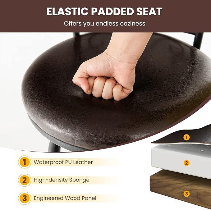 COSTWAY Bar Stools for Kitchen Island, 24/30 Inch Adjustable Seat Height Swivel Barstools Set of 4, Cushioned Seat & Cozy Backrest, Extra Leg Tubes for Height Adjustment, for Kitchen, Bar (4)