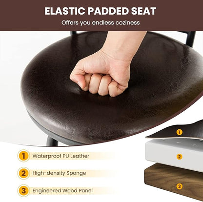 COSTWAY Bar Stools for Kitchen Island, 24/30 Inch Adjustable Seat Height Swivel Barstools Set of 4, Cushioned Seat & Cozy Backrest, Extra Leg Tubes for Height Adjustment, for Kitchen, Bar (4)