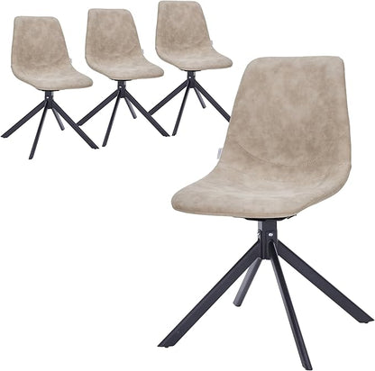 LeisureMod Markley Swivel Leather Dining Side Chair with Durable Iron Legs – Comfortable Accent Chair for Kitchen, Dining Room, or Office Set of 4
