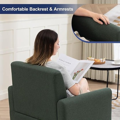 Accent Chair, Mid Century Modern Living Room Chairs Comfy Reading Chair with Upholstered Cushion Relax Armchair for Bedroom Apartment,Office, Green