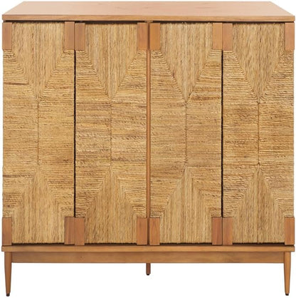 SAFAVIEH Couture Collection Roseanne Natural Banana Stem 4-Door Sideboard Buffet Storage Table, Ideal for Dining Room, Living Room, Entryway, Bedroom, Home Office