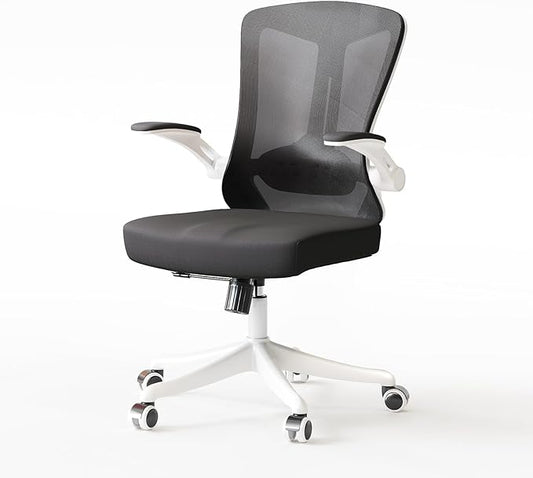 Office Chair,Ergonomic Comfy Home Desk Chair with 350LBS Capacity,High Back Gaming Chair with Wheels,Mesh Computer Chair,Lumbar Support, Adjustable Headrest,Flip-up Armrest (04Black)