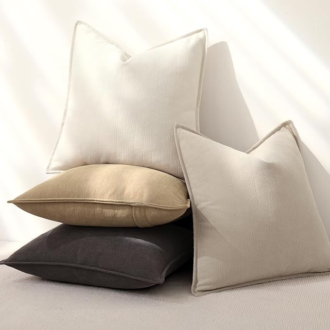 ZWJD Throw Pillow Covers 18x18 Set of 4 Chenille Pillow Covers with Elegant Design Soft and Luxurious Decorative Throw Pillows for Couch, Bed, and Home Decor