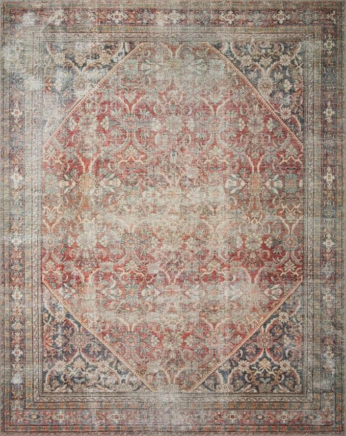 Loloi Amber Lewis Georgie Collection GER-01 Red/Navy 2'-0" x 5'-0", .19" Pile Height, Accent Rug
