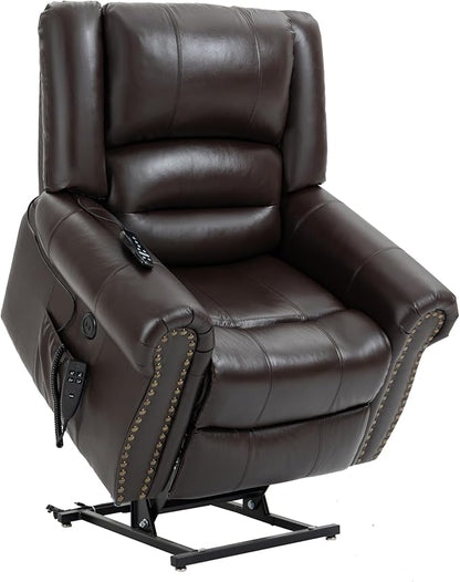 Recliner Chairs for Adults, Oversized Bedroom Chair with Massage, Sofa Chair Home Theater Seating with Lumbar Support, Lift Chair for Elderly, Nursery Chair for Living Room (Genuine Leather)