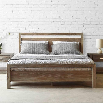 Grain Wood Furniture Loft Queen Size Solid Wood Bed, Weathered Pine