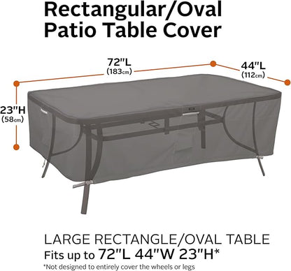 Classic Accessories Ravenna Water-Resistant 72 Inch Rectangular/Oval Patio Table Cover, Outdoor Table Cover