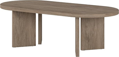 Henn&Hart 48" Oval Wood Low-Profile Coffee Table for Living Room, Family Room or Office, Antiqued Gray Oak
