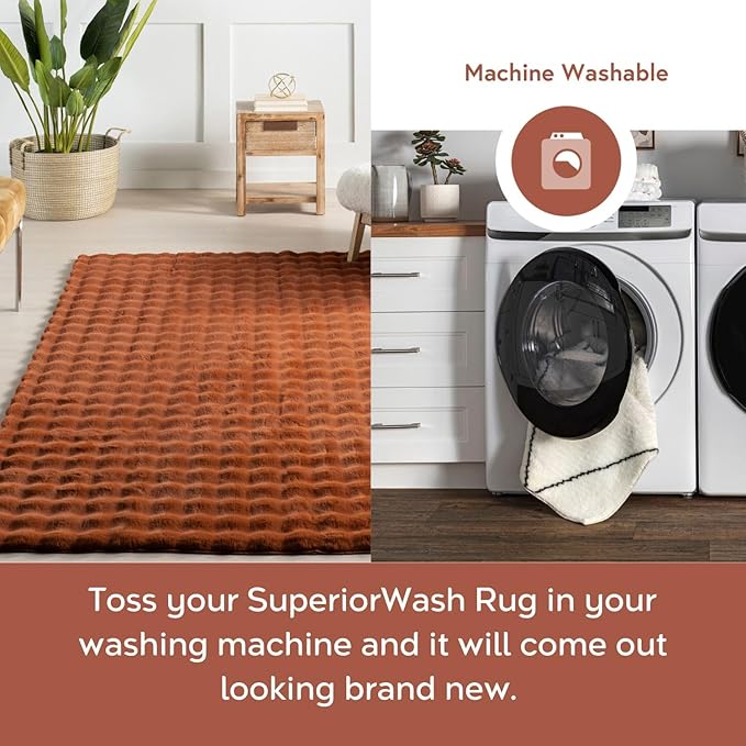 nuLOOM Jeni Checkered 2'6" x 8' Machine Washable Runner Rug for Living Room Bedroom Dining Room Entryway Hallway Kitchen, Brick