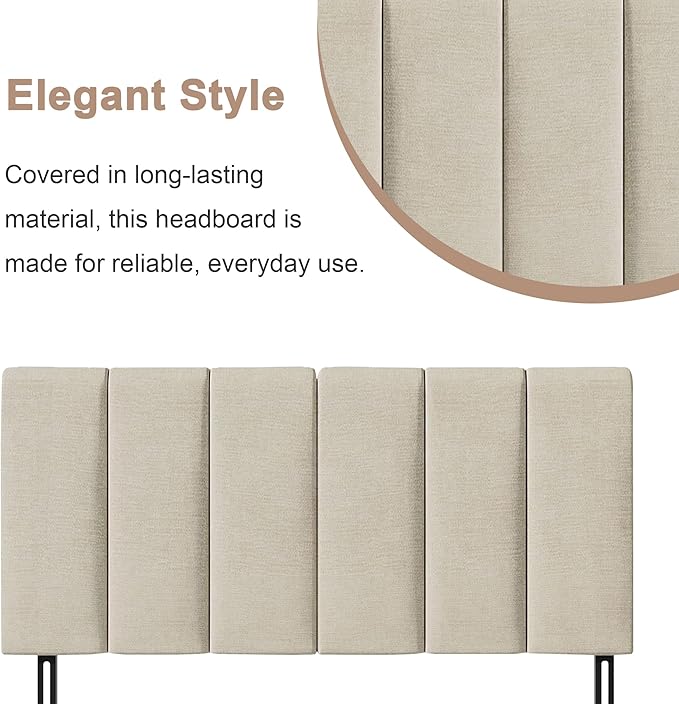 HAOBO Home Upholstered Headboards Foldable Queen/Full Linen Panels with Height Adjustments