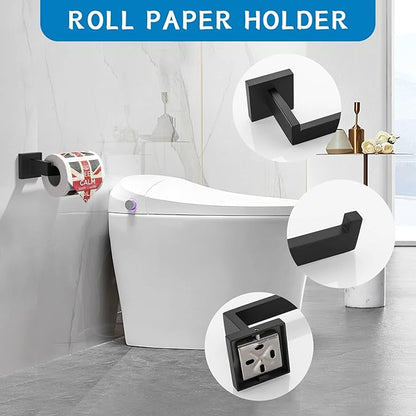 5 Pieces Bathroom Hardware Accessories Set Black Towel Bar Set Towel Holder Racks Set for Bathroom,SUS304 Stainless Steel,Wall Mounted 23.6-Inch