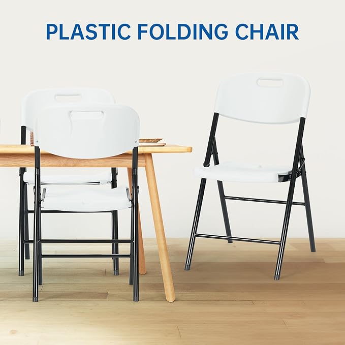 40 Pack Thicker 800 LBS White Folding Chairs, Commercial Grade Folding Chair, Foldable Chairs for Events