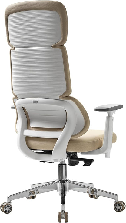 EUREKA ERGONOMIC Remi High Back Office Chair, PU Leather Office Chair with Wheels, Leather Desk Chair, Executive Office Chair Comfy for Home & Office, Beige