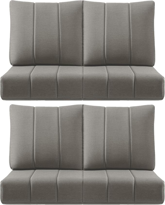 Luxury 24x24x6 Inch Kitty Outdoor Chair Cushions Set of 4 - Heavy Duty Water-Resistant Comfortable Cushion for Patio Dining Gliding Rocking Chairs Loveseat L-Shape Sofa - Grey