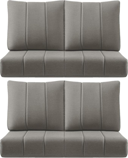 Luxury 24x24x6 Inch Kitty Outdoor Chair Cushions Set of 4 - Heavy Duty Water-Resistant Comfortable Cushion for Patio Dining Gliding Rocking Chairs Loveseat L-Shape Sofa - Grey