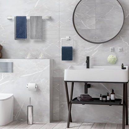 10-Pieces Brushed Nickel Bathroom Accessories Set, Stainless Steel Bathroom Hardware Set, Towel Racks for Bathroom Wall Mounted 24 Inch Bath Towel Bar Set.
