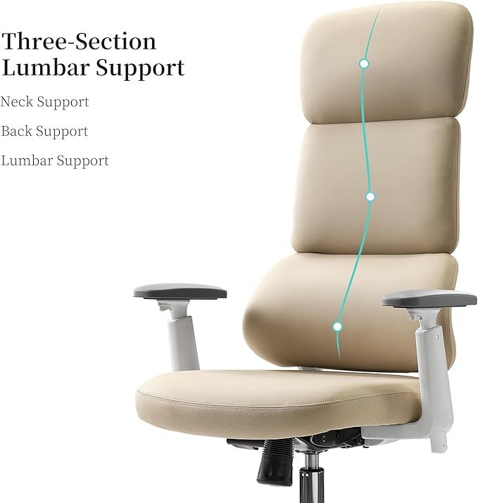EUREKA ERGONOMIC Remi High Back Office Chair, PU Leather Office Chair with Wheels, Leather Desk Chair, Executive Office Chair Comfy for Home & Office, Beige