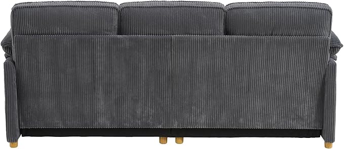 ONBRILL 86.6" Corduroy Couches for Living Room, Comfy 3 Seater Sofa with Pillow-Top Armrest & Dual-Layer Cushions, Mid Century Modern Couch for Bedroom, Apartment, Grey