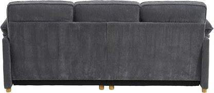 ONBRILL 86.6" Corduroy Couches for Living Room, Comfy 3 Seater Sofa with Pillow-Top Armrest & Dual-Layer Cushions, Mid Century Modern Couch for Bedroom, Apartment, Grey