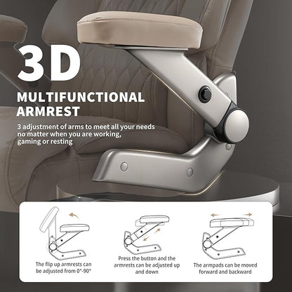Big and Tall Office Chair 700lbs- Large High Back Executive Computer Desk Chair with 3D Flip-Up Arms, Adjustable Lumbar Support, Extra Wide Plus Size Seat, Heavy Duty Metal Base & Quiet Rubber Wheels