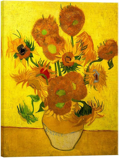Wieco Art Large Canvas Wall Art Vase with Fifteen Sunflowers by Van Gogh Classic Oil Paintings Abstract Flowers Canvas Prints for Home Decor Floral Picture Artwork for Living Room Decor