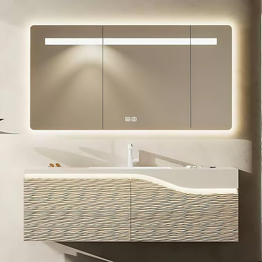36in Elegant Modern Luxury Bathroom Vanity with Sink - Wall Mounted Solid Wood Cabinet & Smart LED Defogging Mirror | Single Sink Bathroom Cabinets