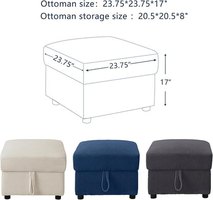 Small Storage Ottoman Sqare Footrest Bench Stool for Apartment,Bedroom,Living Room,Bonus Room and Compact Spaces. (Grey, Ottoman)