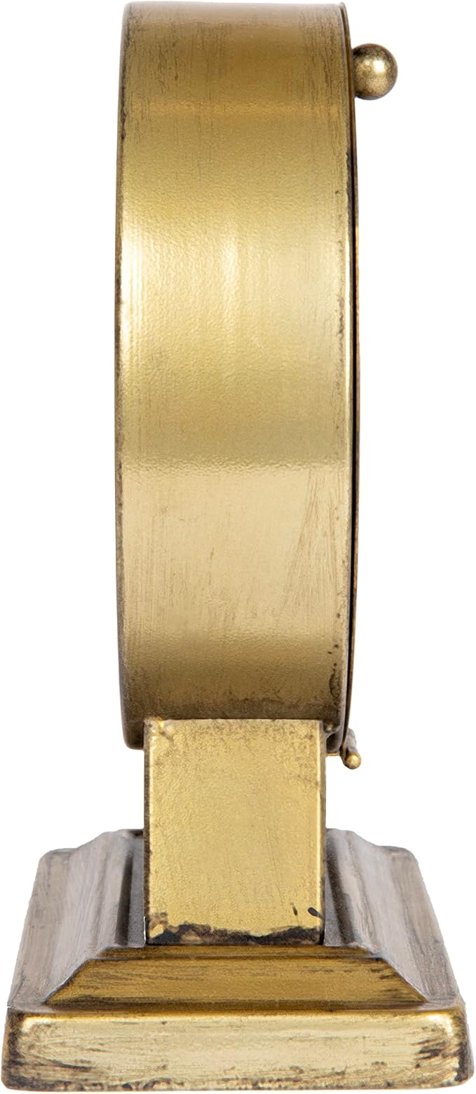 Creative Co-Op Vintage Metal Mantel Clock, Gold Finish