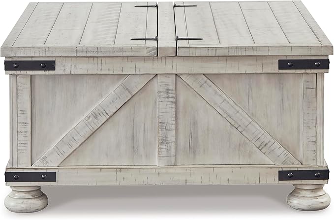 Signature Design by Ashley Carynhurst Casual Cocktail Table with Storage, Whitewash