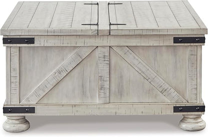 Signature Design by Ashley Carynhurst Casual Cocktail Table with Storage, Whitewash