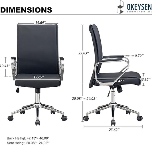 Okeysen Office Desk Chair, Ergonomic Leather Modern Conference Room Chairs, Executive Height Adjustable Swivel Rolling Chair for Home Office.
