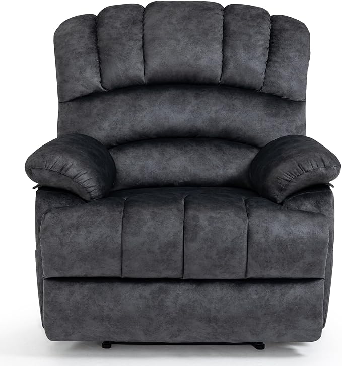 Manual Recliner Chair for Living Room, Single Sofa Recliners for Adults 350LBS, Heavy Duty Reclining Max 155 Degrees, Fabric Dark Gray