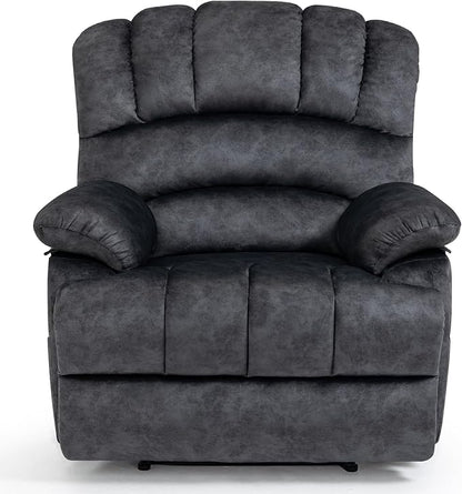 Manual Recliner Chair for Living Room, Single Sofa Recliners for Adults 350LBS, Heavy Duty Reclining Max 155 Degrees, Fabric Dark Gray