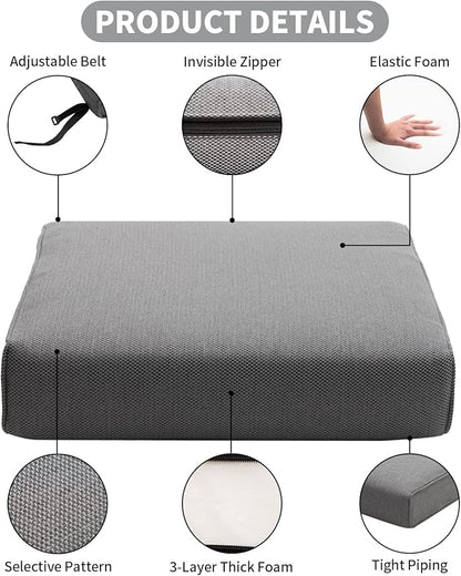 Outdoor Seat Cushion Set for Patio Furniture Deep Seat Chair Cushion Set with Removable Cover,23.6x23.6 Inch,Dark Grey