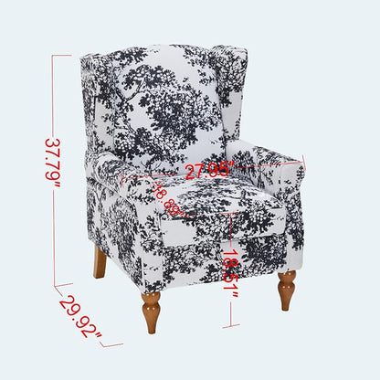 Modern High - Back Accent Chair and Side Table Set - Upholstered Wingback Armchair for Living Room, Bedroom,Office(Floral)