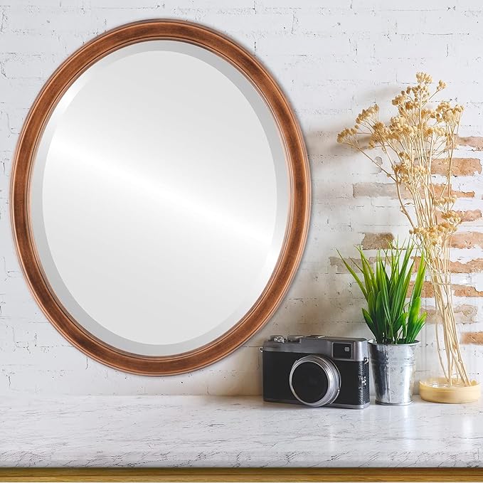 OVALCREST Oval Beveled Wall Mirror for Home Decor - Toronto Style - Sunset Gold - 26" x 22"