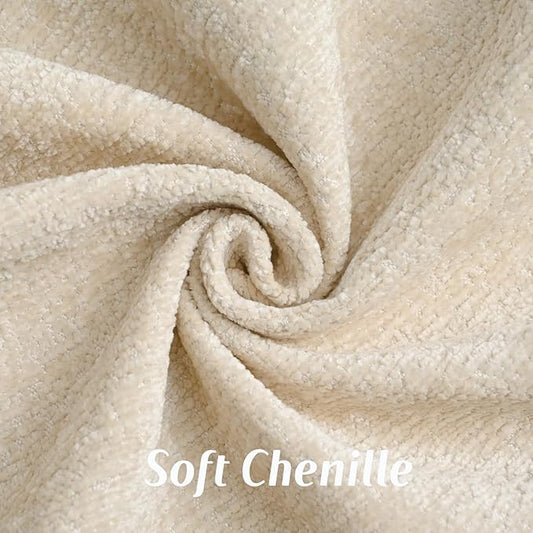 FUTEI Beige Chenille Throw Pillow Covers 18x18 Inch Set of 2,Soft Cozy Bound Edge Design Cushion Case,Home Decor for Couch Bed Living Room