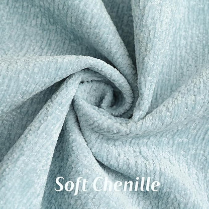 FUTEI Light Blue Chenille Throw Pillow Covers 24x24 Inch Set of 2,Soft Cozy Bound Edge Design European Cushion Cover,Home Decor for Couch Bed Living Room